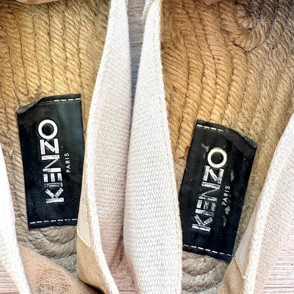 KENZO Paris Tiger Embroidered Canvas Espadrille Flats | Beige Size 37 - Picture 3 of 7